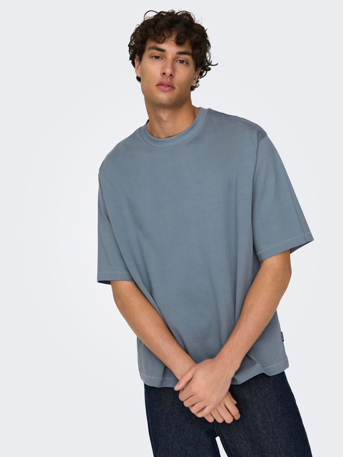 ONLY & SONS Oversize Fit Round Neck T-Shirt -Flint Stone - 22027787