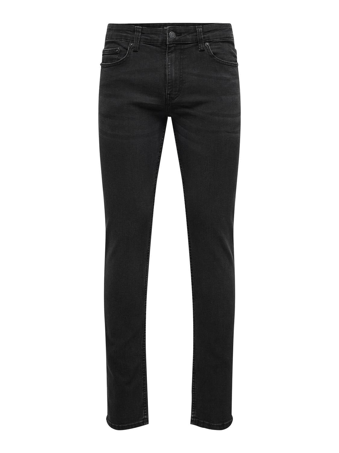 ONLY & SONS Slim Fit Mid waist Jeans -Black Denim - 22027841