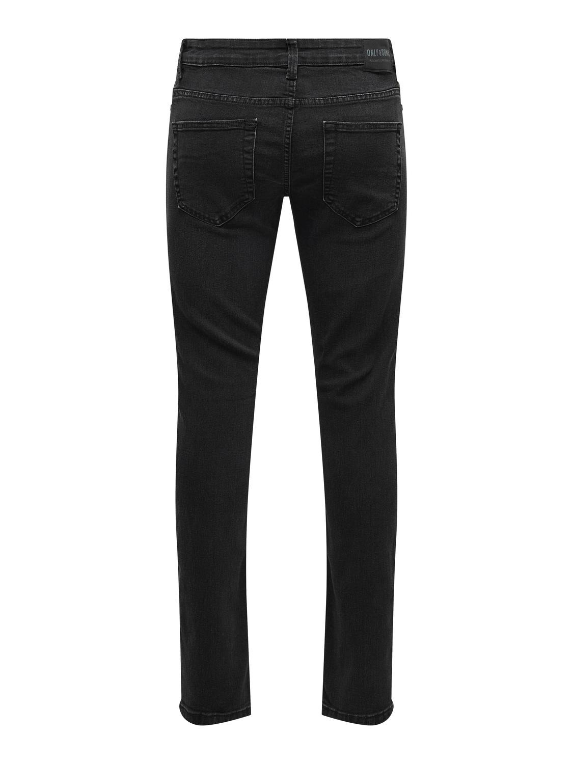 ONLY & SONS Slim Fit Mittlere Taille Jeans -Black Denim - 22027841
