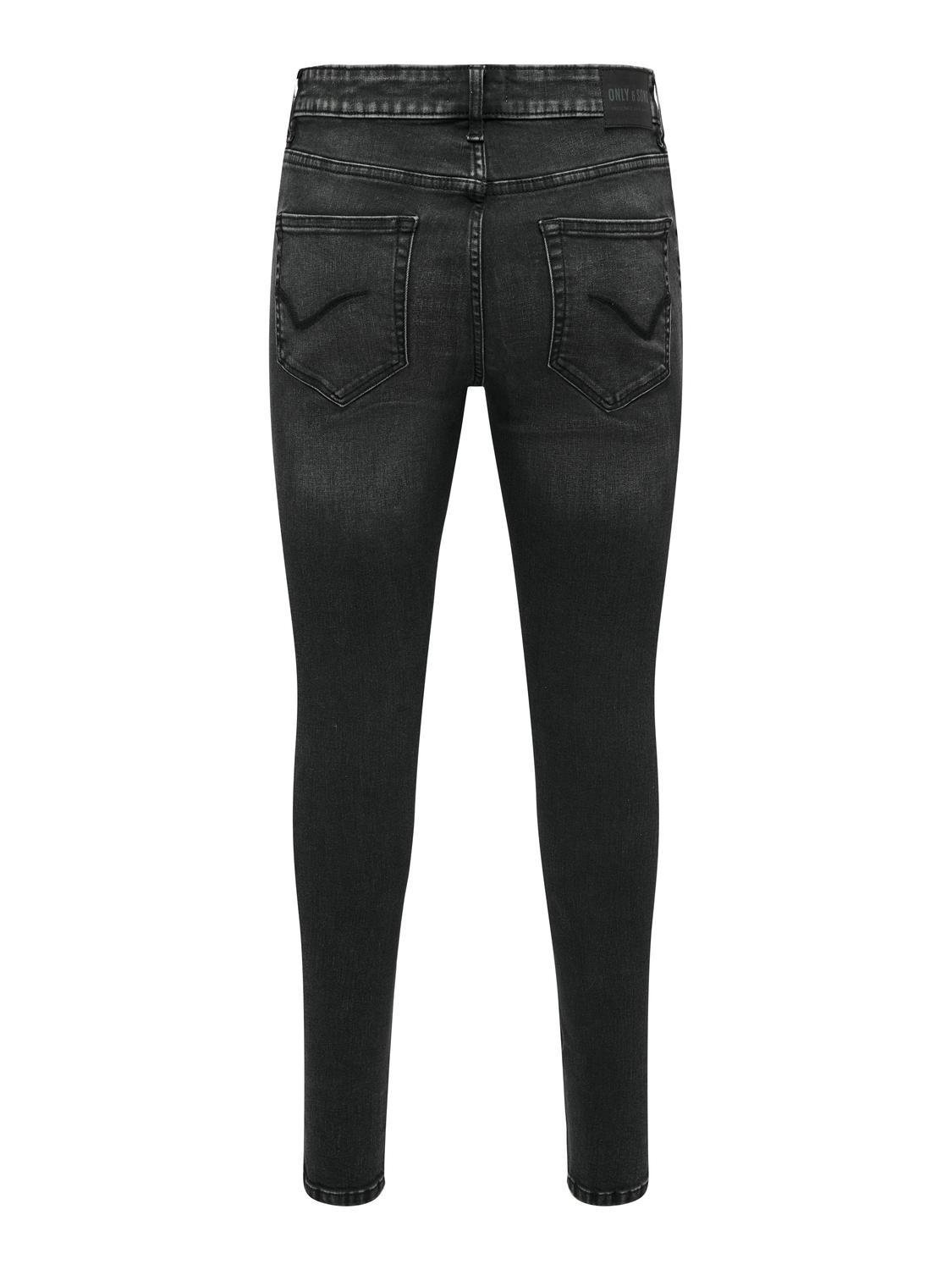 ONLY & SONS Jeans Spray on Fit Taille moyenne -Black Denim - 22027848