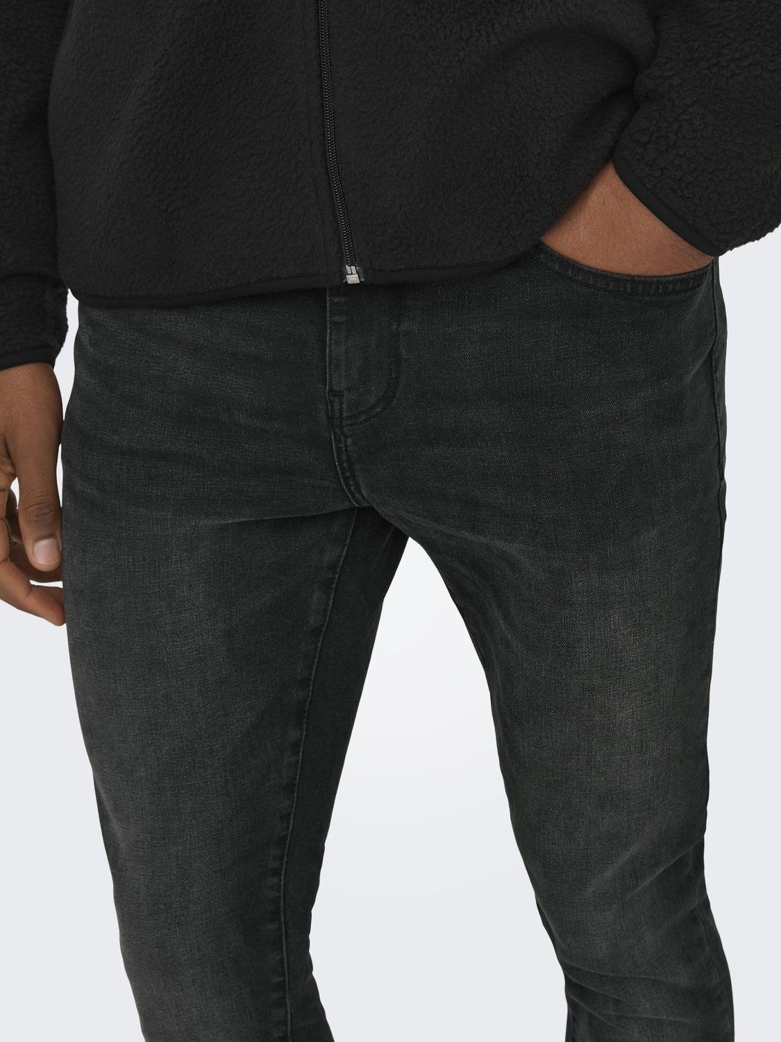 ONLY & SONS Jeans Spray on Fit Taille moyenne -Black Denim - 22027848