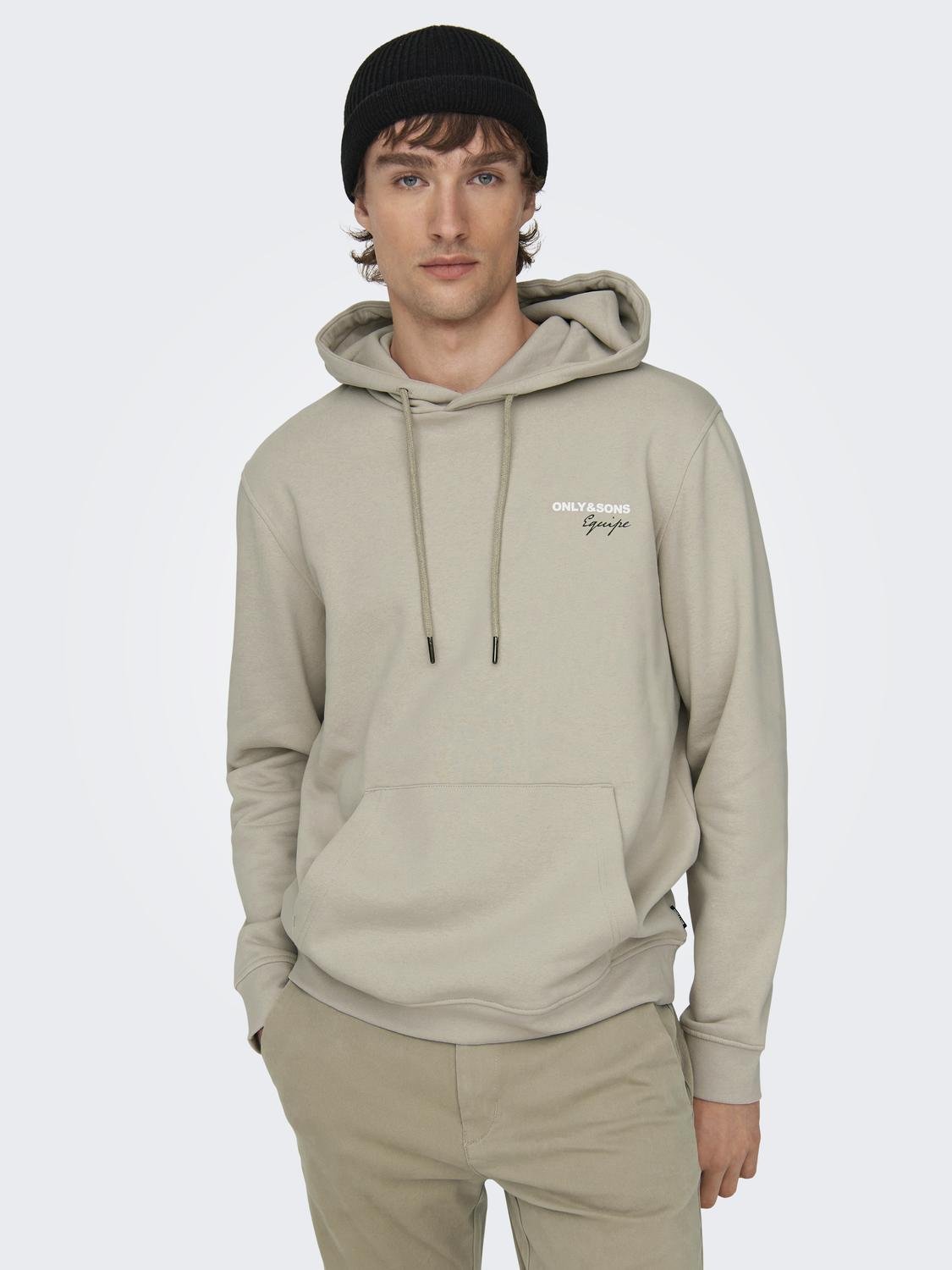 ONLY & SONS Normal passform Hoodie Sweatshirt -Silver Lining - 22027855