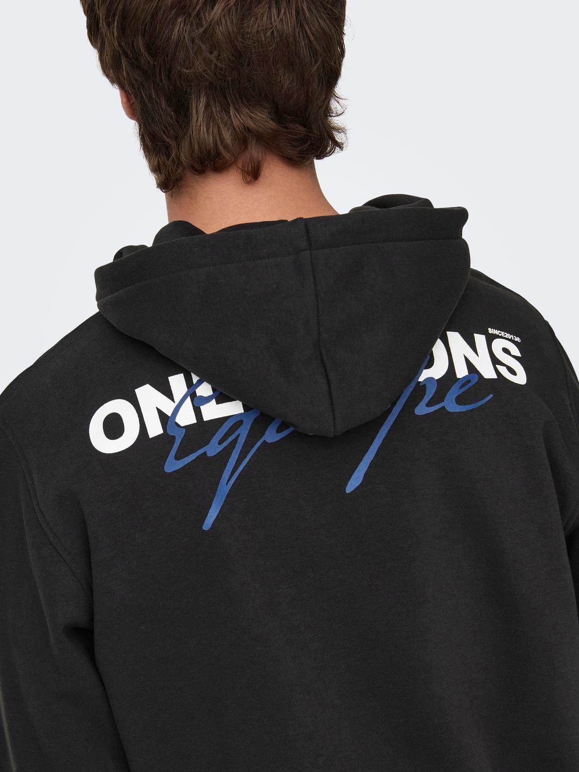 ONLY & SONS Printet hoodie -Black - 22027855