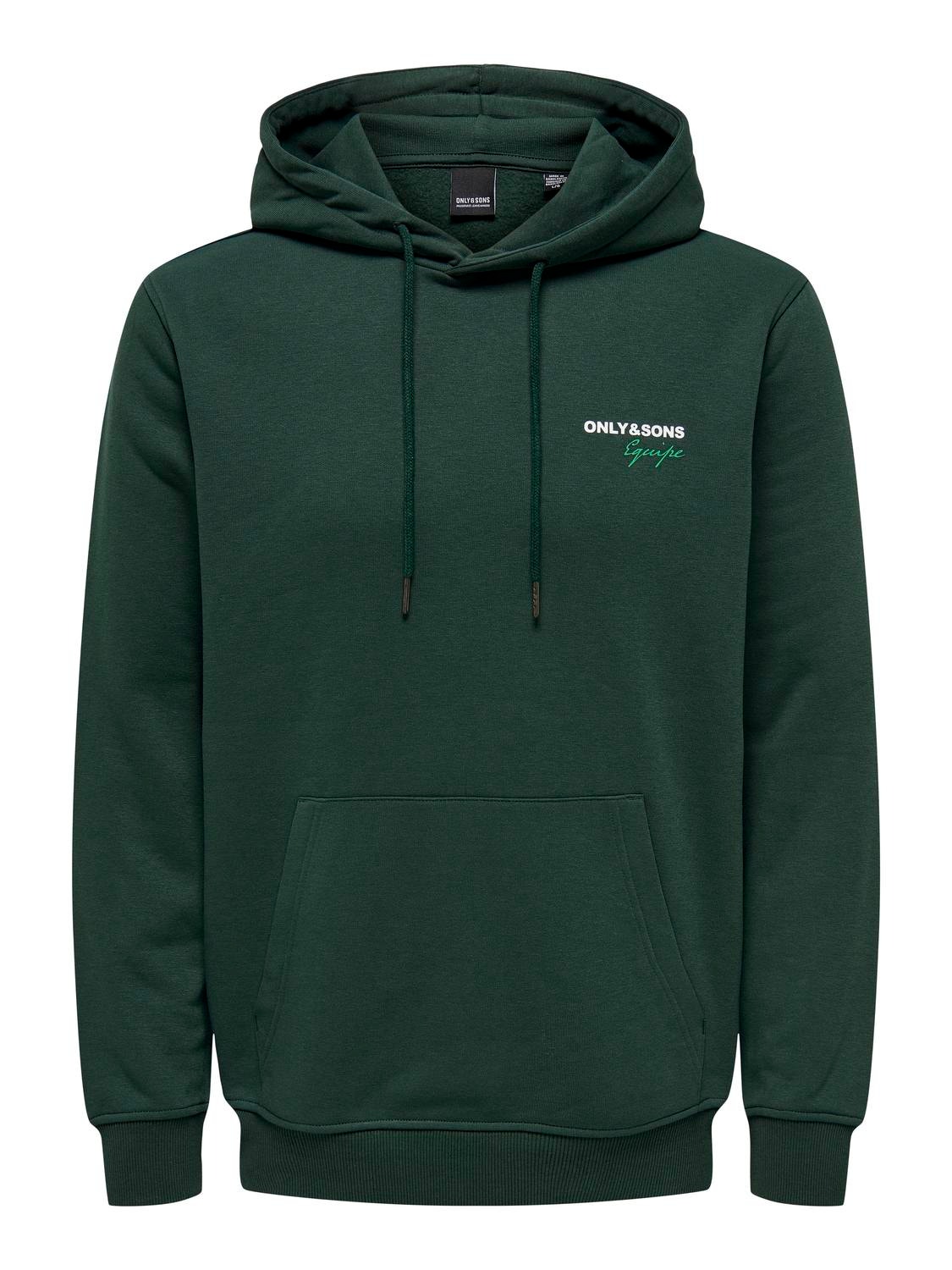 Printed hoodie, Dark Green