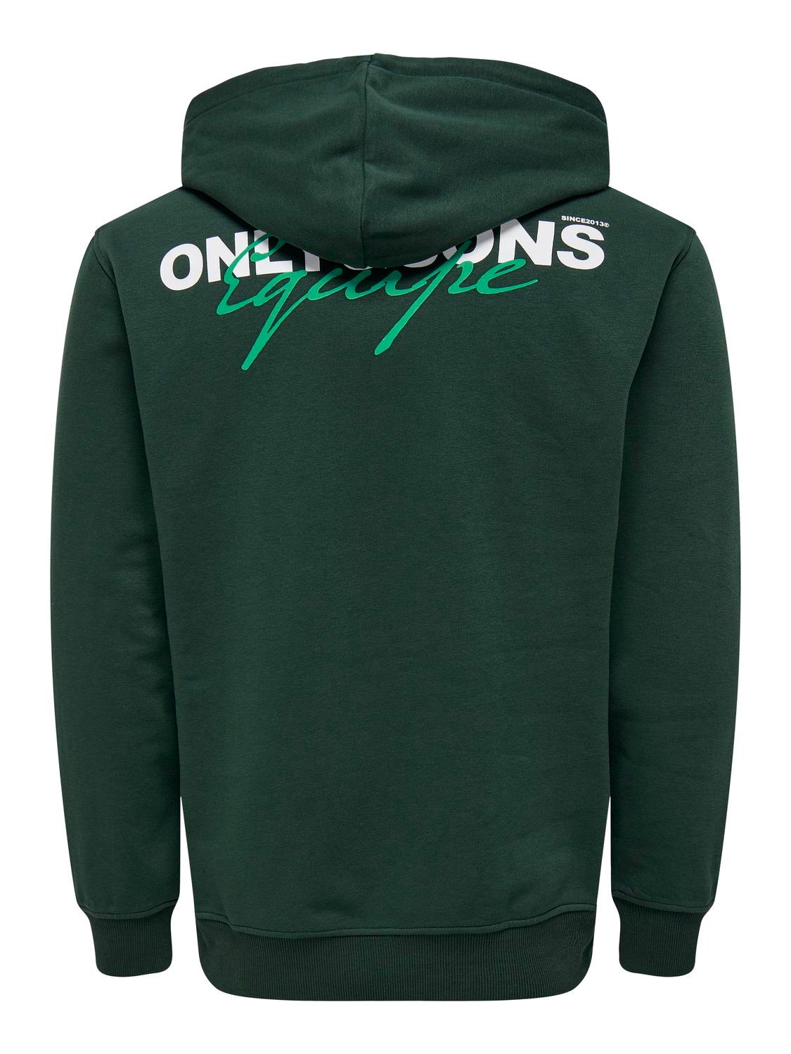 ONLY & SONS Printet hoodie -Darkest Spruce - 22027855