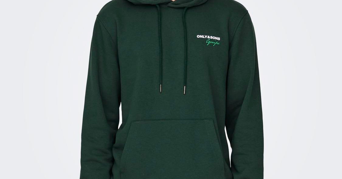 Printed hoodie, Dark Green