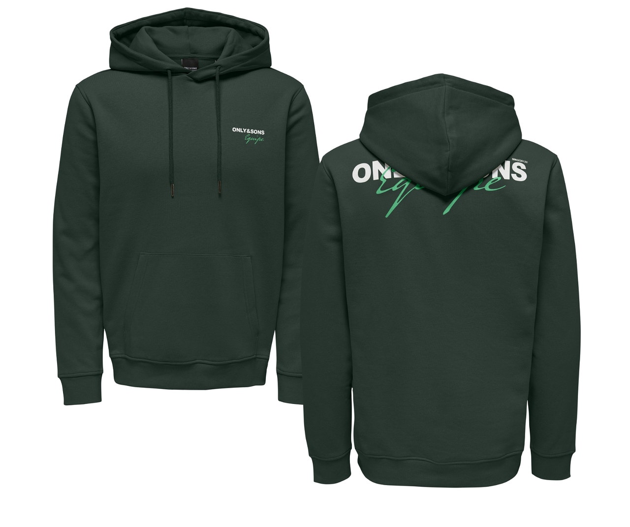 ONLY & SONS Printet hoodie -Darkest Spruce - 22027855