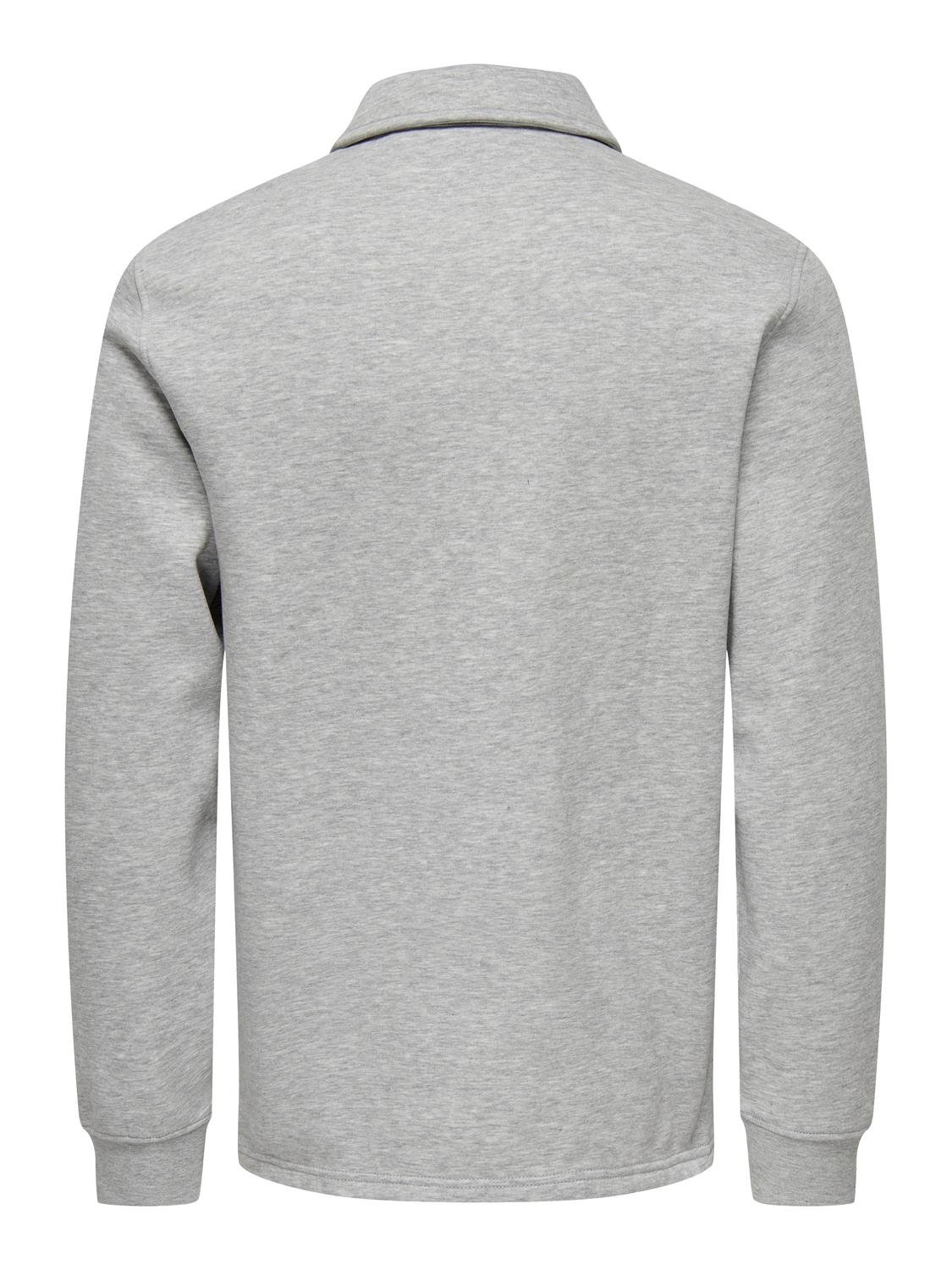 ONLY & SONS Regular Fit Polo Sweatshirt -Light Grey Melange - 22027857