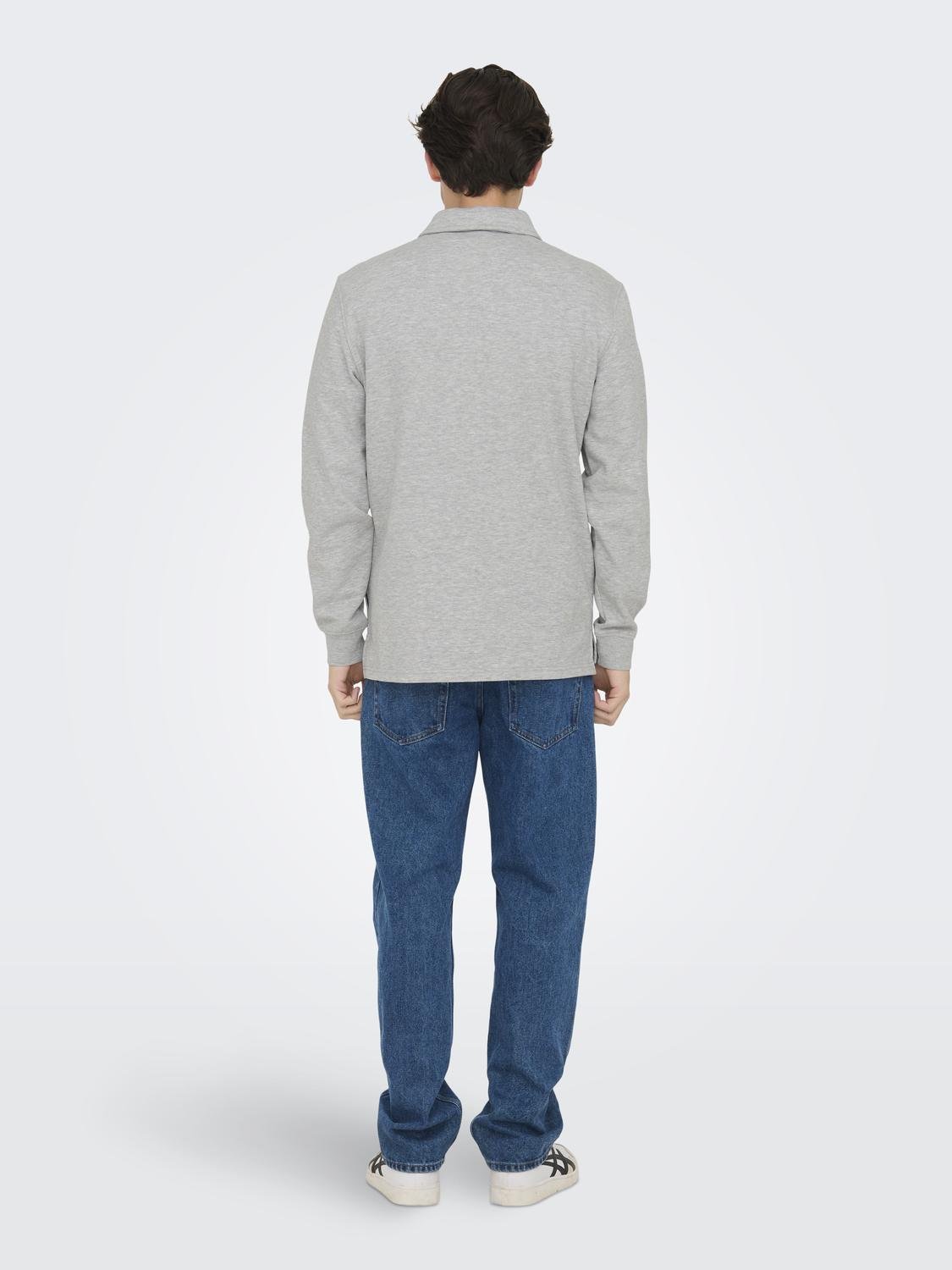ONLY & SONS Normal geschnitten Polokragen Sweatshirt -Light Grey Melange - 22027857