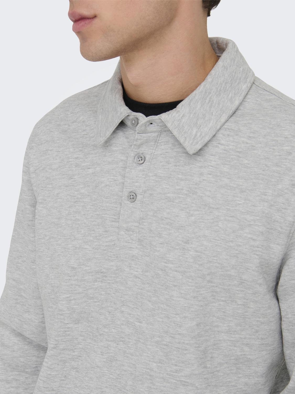 ONLY & SONS Sweat-shirt Regular Fit Polo -Light Grey Melange - 22027857