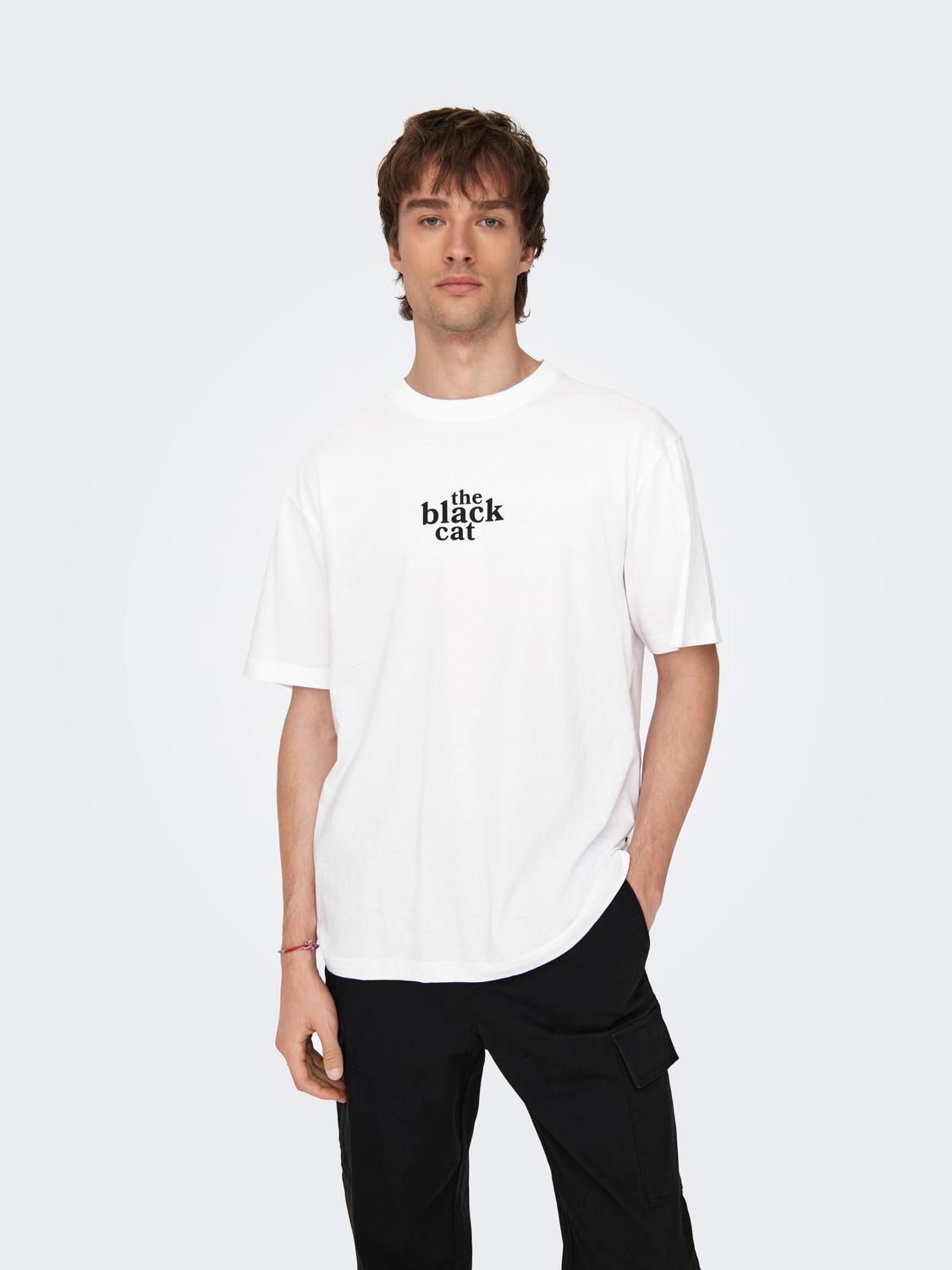 ONLY & SONS O-hals t-shirt med print -Bright White - 22027893