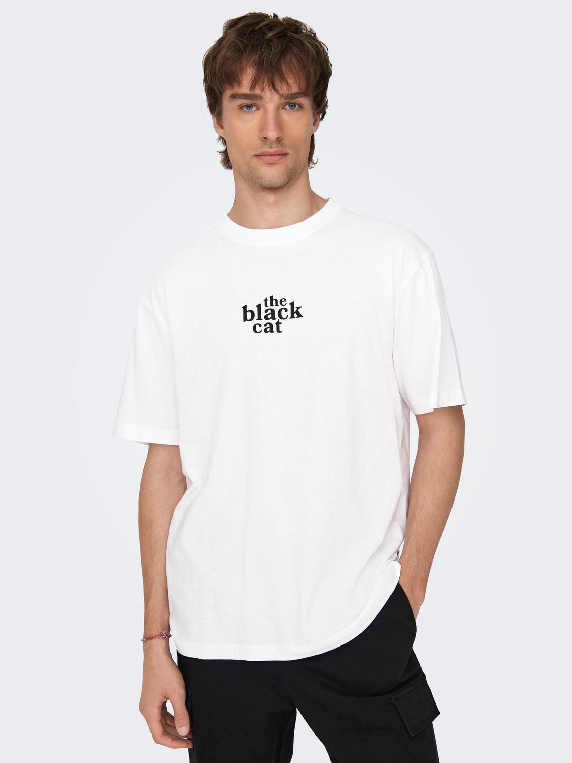 ONLY & SONS Avslappnad O-ringning T-shirt -Bright White - 22027893