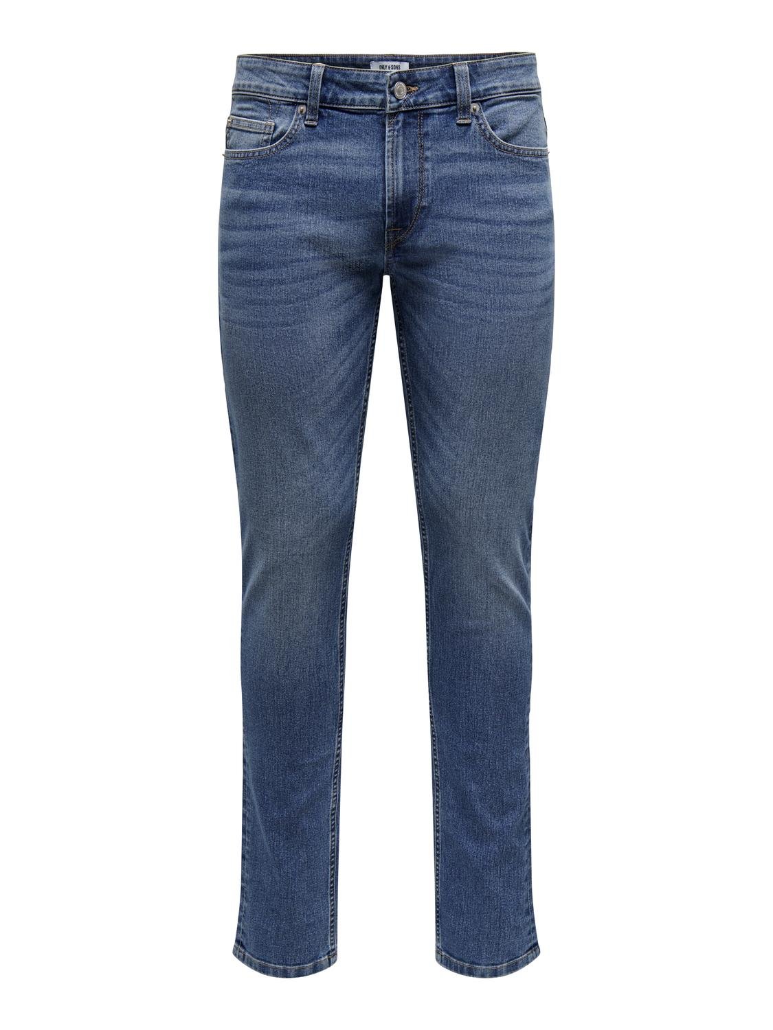 ONLY & SONS Slim Fit Medelhög midja Jeans -Light Medium Blue Denim - 22027899