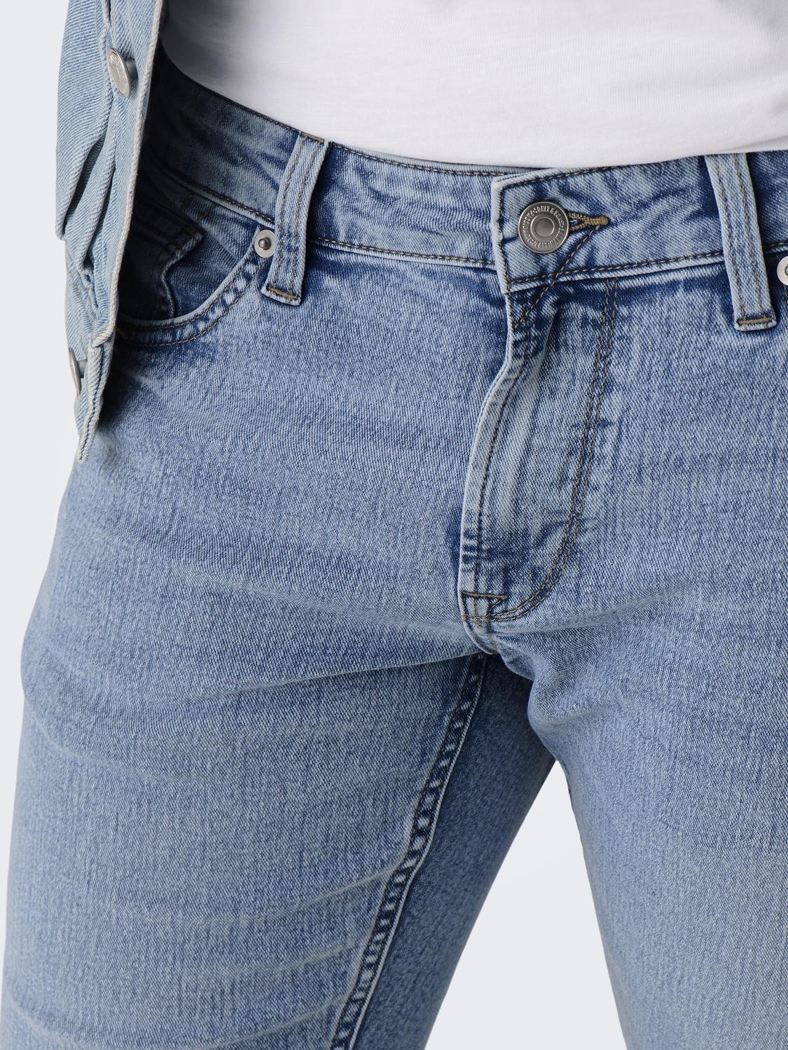 ONLY & SONS Slim Fit Middels høyt snitt Jeans -Light Blue Denim - 22027899