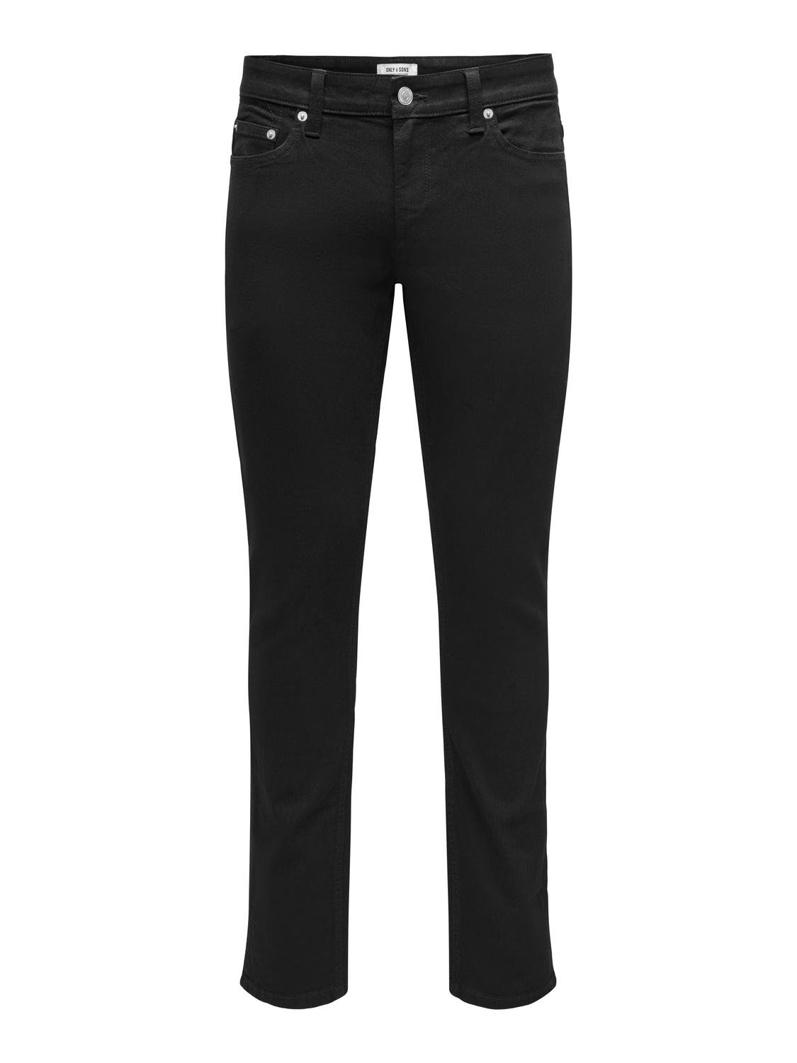 ONLY & SONS Slim Fit Middels høyt snitt Jeans -Black Denim - 22027899