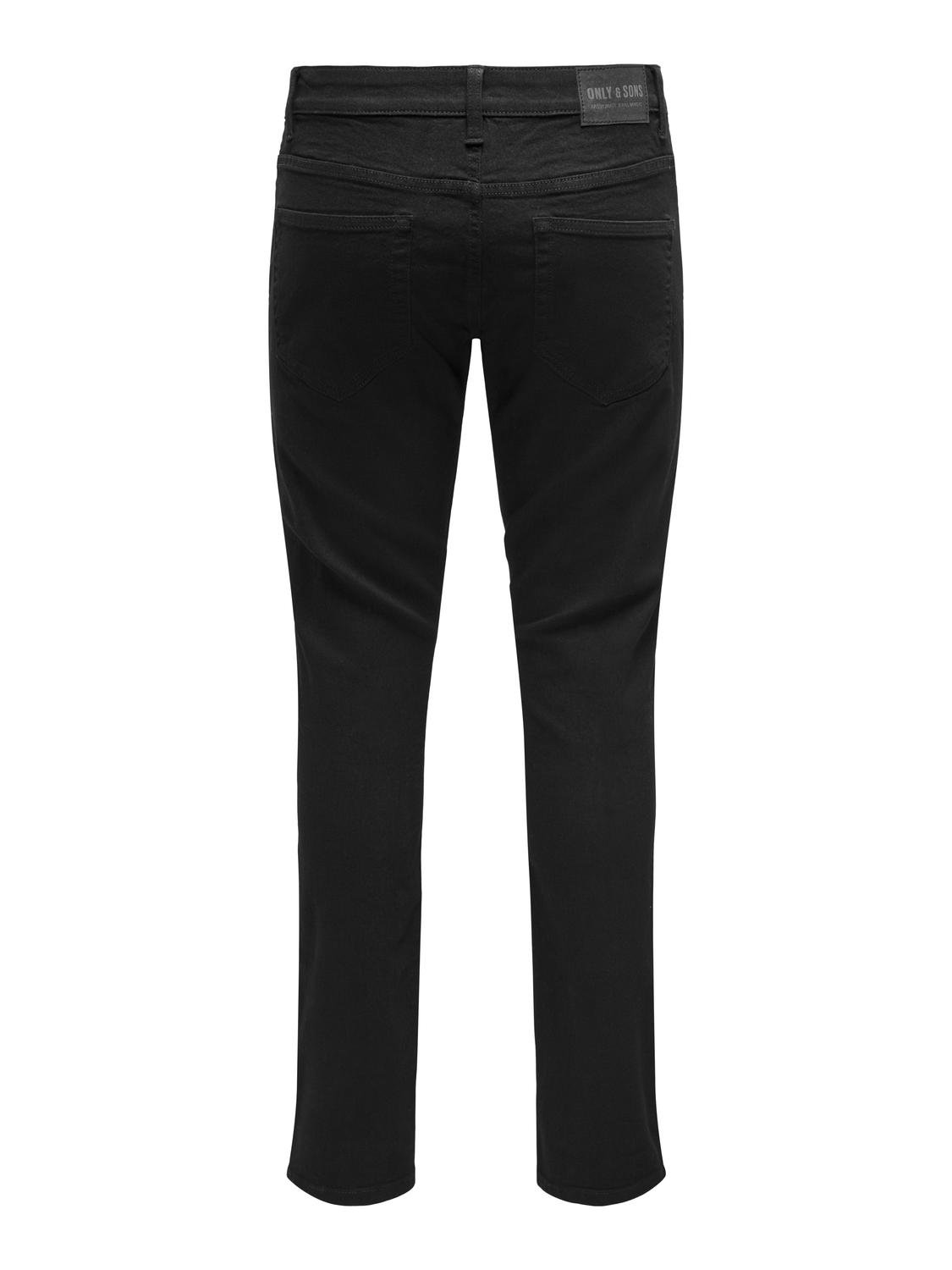 ONLY & SONS Slim Fit Medelhög midja Jeans -Black Denim - 22027899