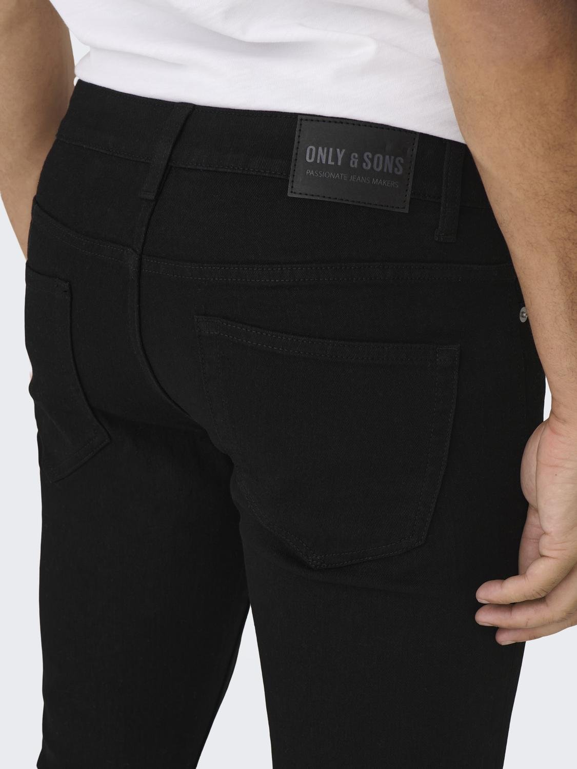 ONLY & SONS Slim Fit Mid rise Jeans -Black Denim - 22027899