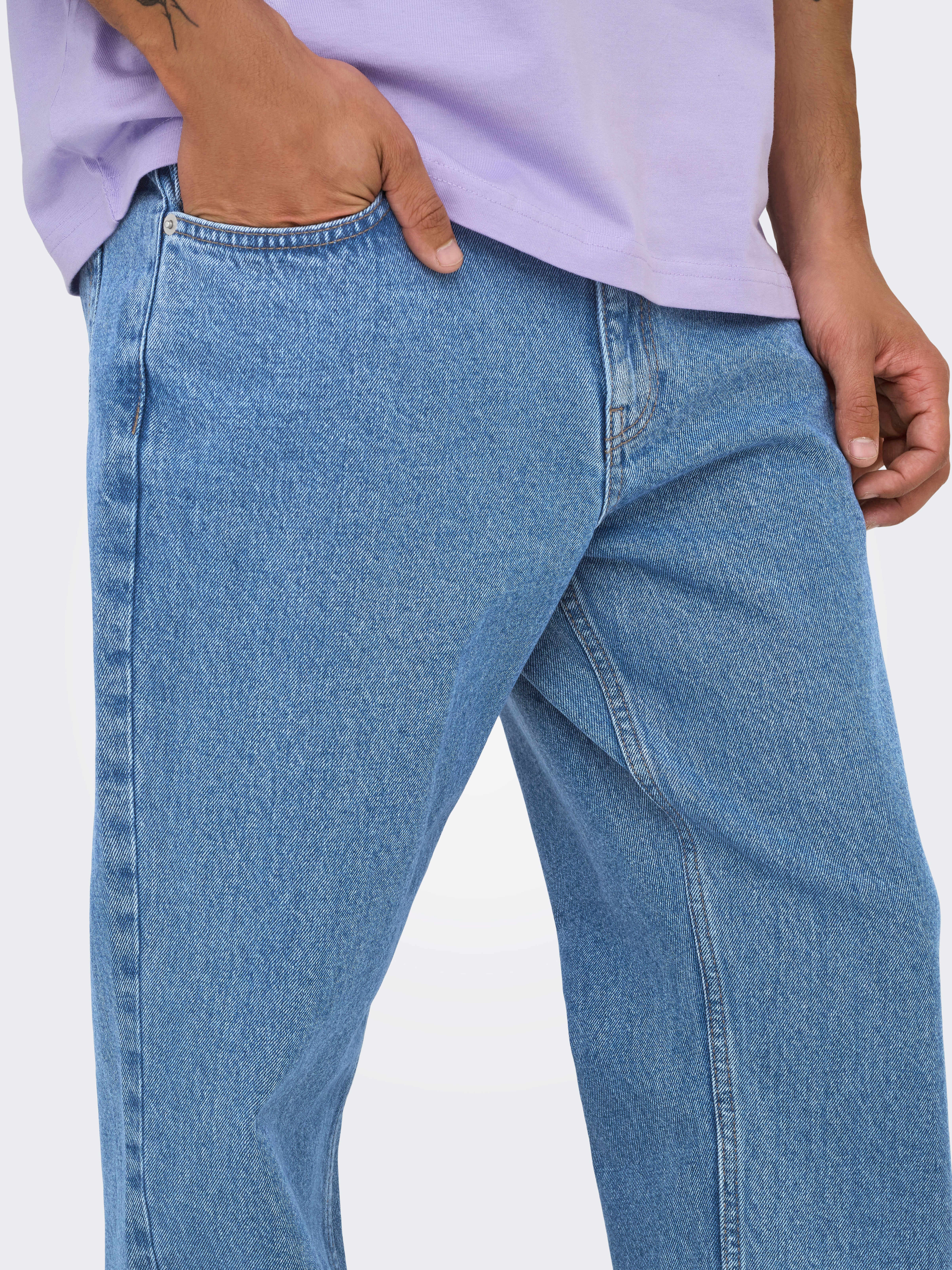 ONLY & SONS ONSEDGE straight leg jeans medium blue denim ONLY & SONS ONSEDGE straight leg jeans medium blue denim