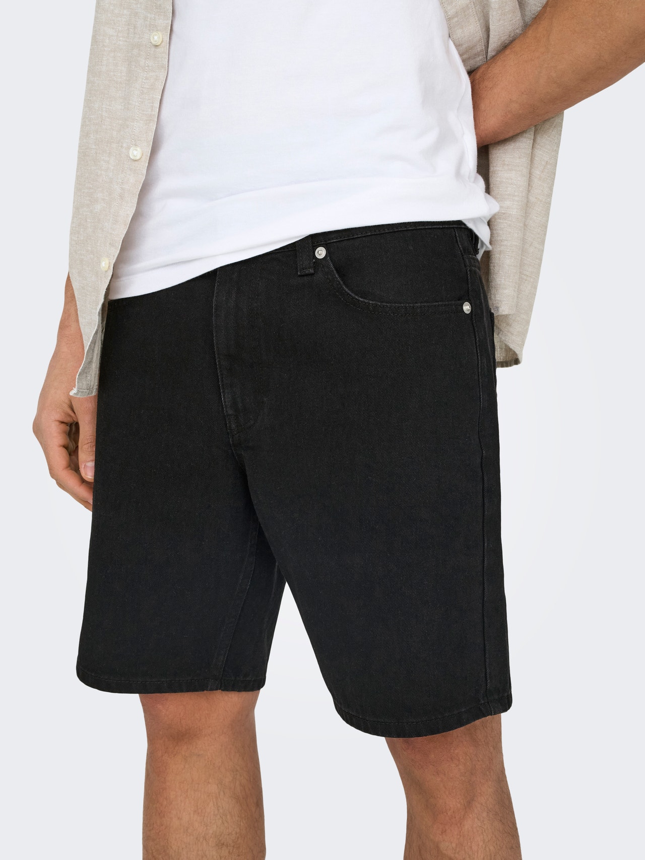 ONLY & SONS Regular Fit Middels høy midje Shorts -Black Denim - 22028012