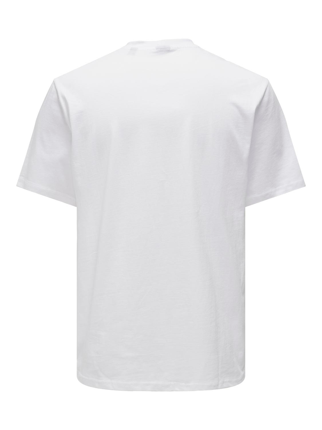 ONLY & SONS Normal passform O-ringning T-shirt -Bright White - 22028147