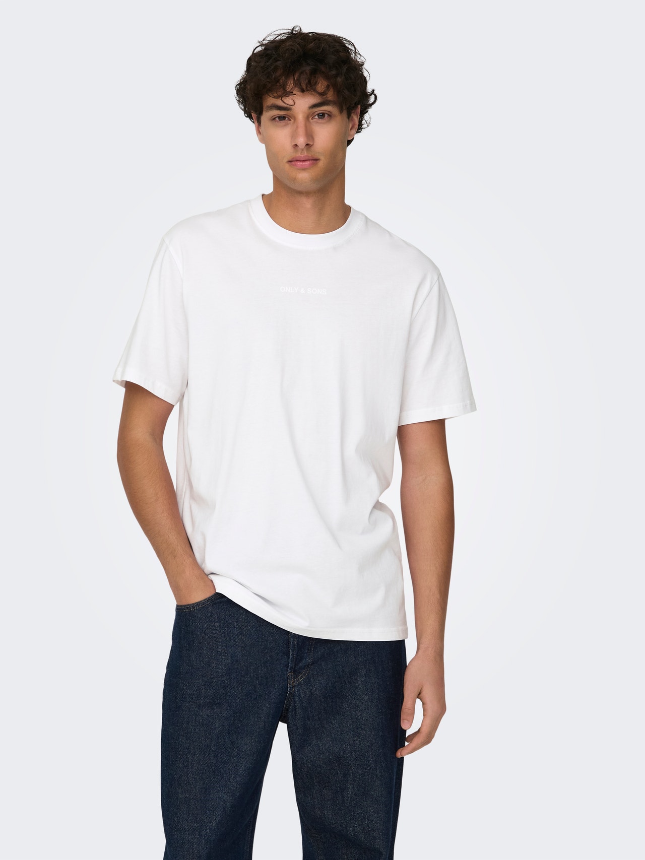 ONLY & SONS Normal geschnitten Rundhals T-Shirt -Bright White - 22028147