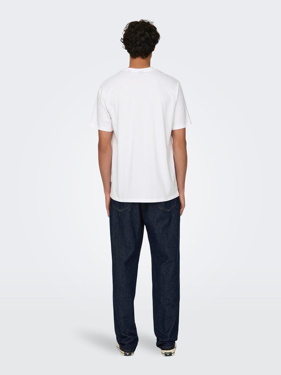 ONLY & SONS Regular Fit O-hals T-skjorte -Bright White - 22028147