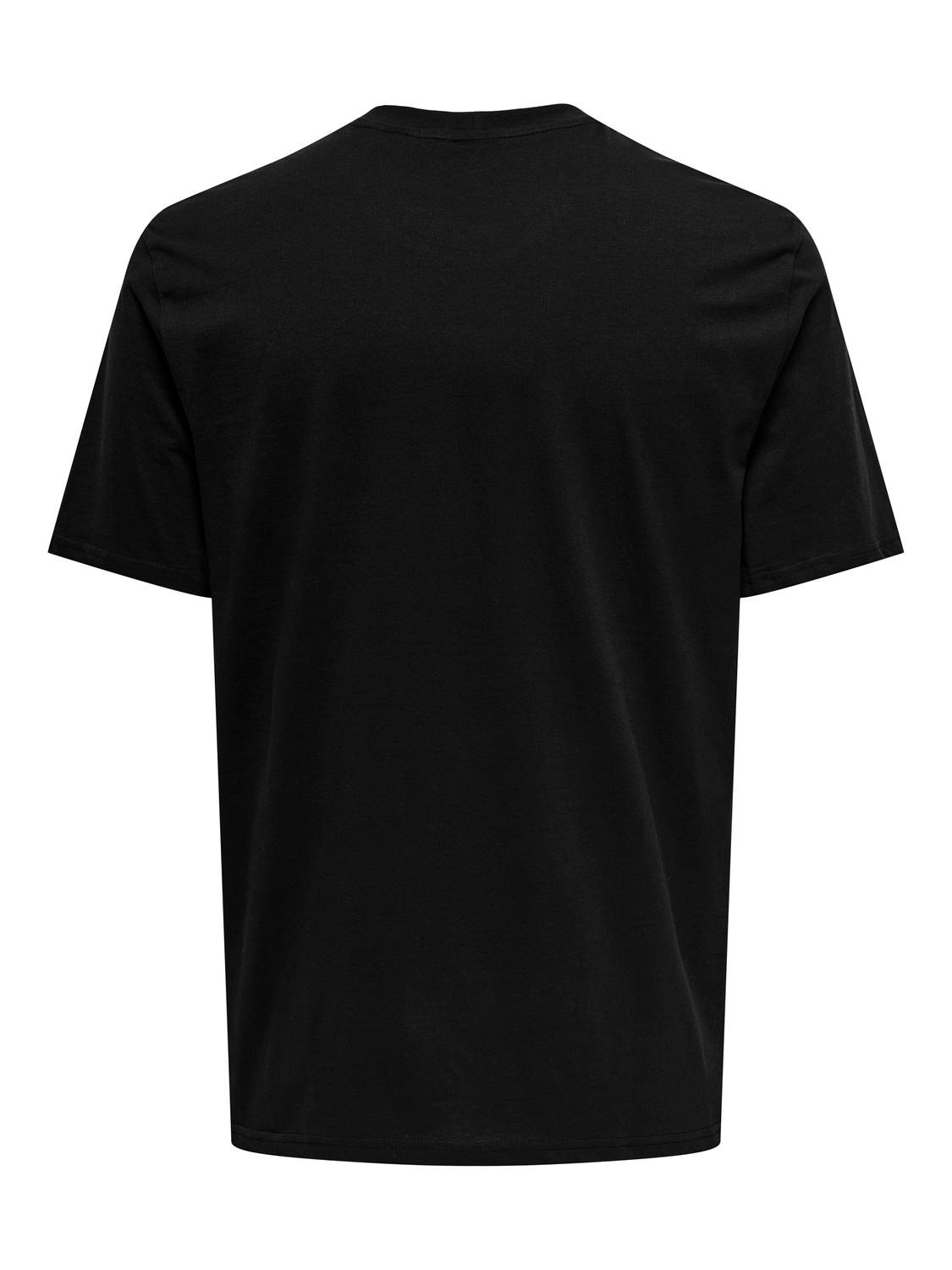ONLY & SONS Normal geschnitten Rundhals T-Shirt -Black - 22028147