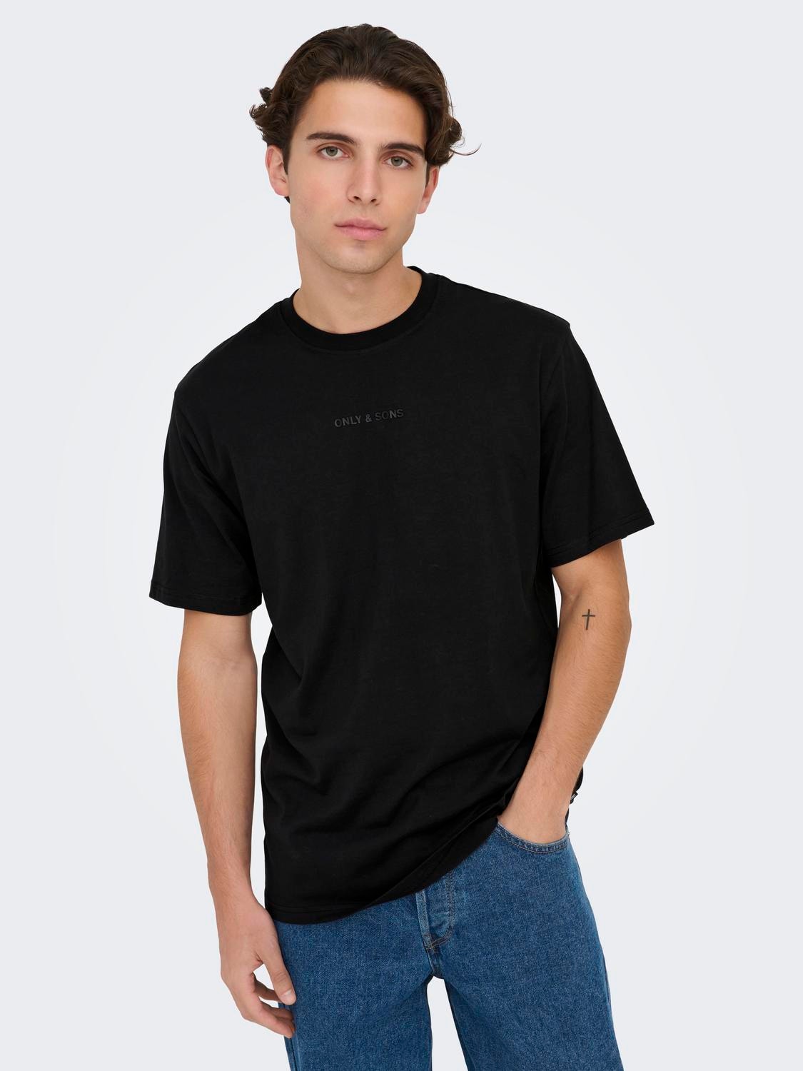 ONLY & SONS Normal geschnitten Rundhals T-Shirt -Black - 22028147