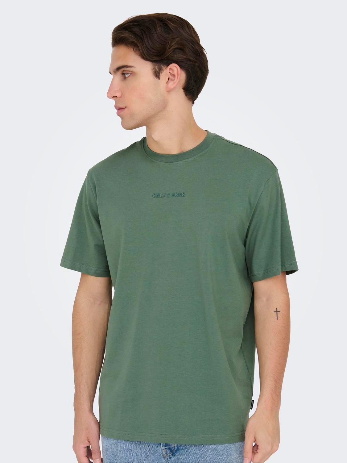 ONLY & SONS Normal geschnitten Rundhals T-Shirt -Dark Forest - 22028147