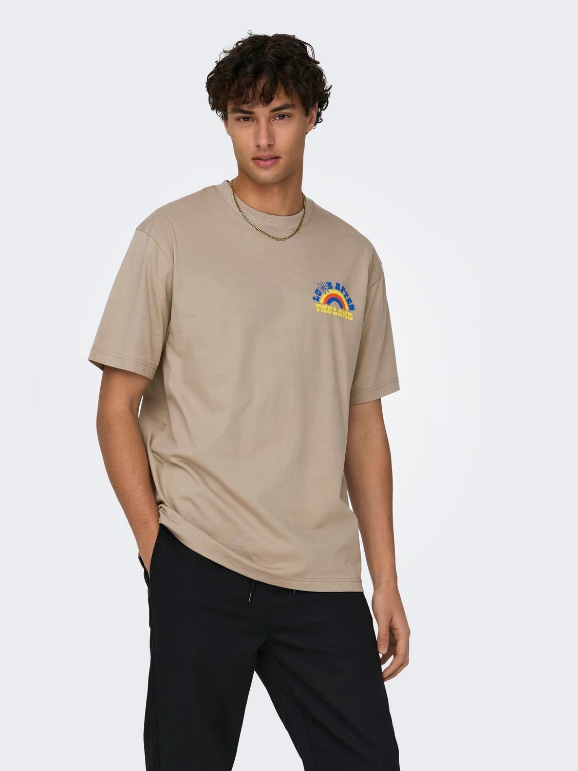 ONLY & SONS T-shirt Relaxed Fit Paricollo -Chinchilla - 22028163