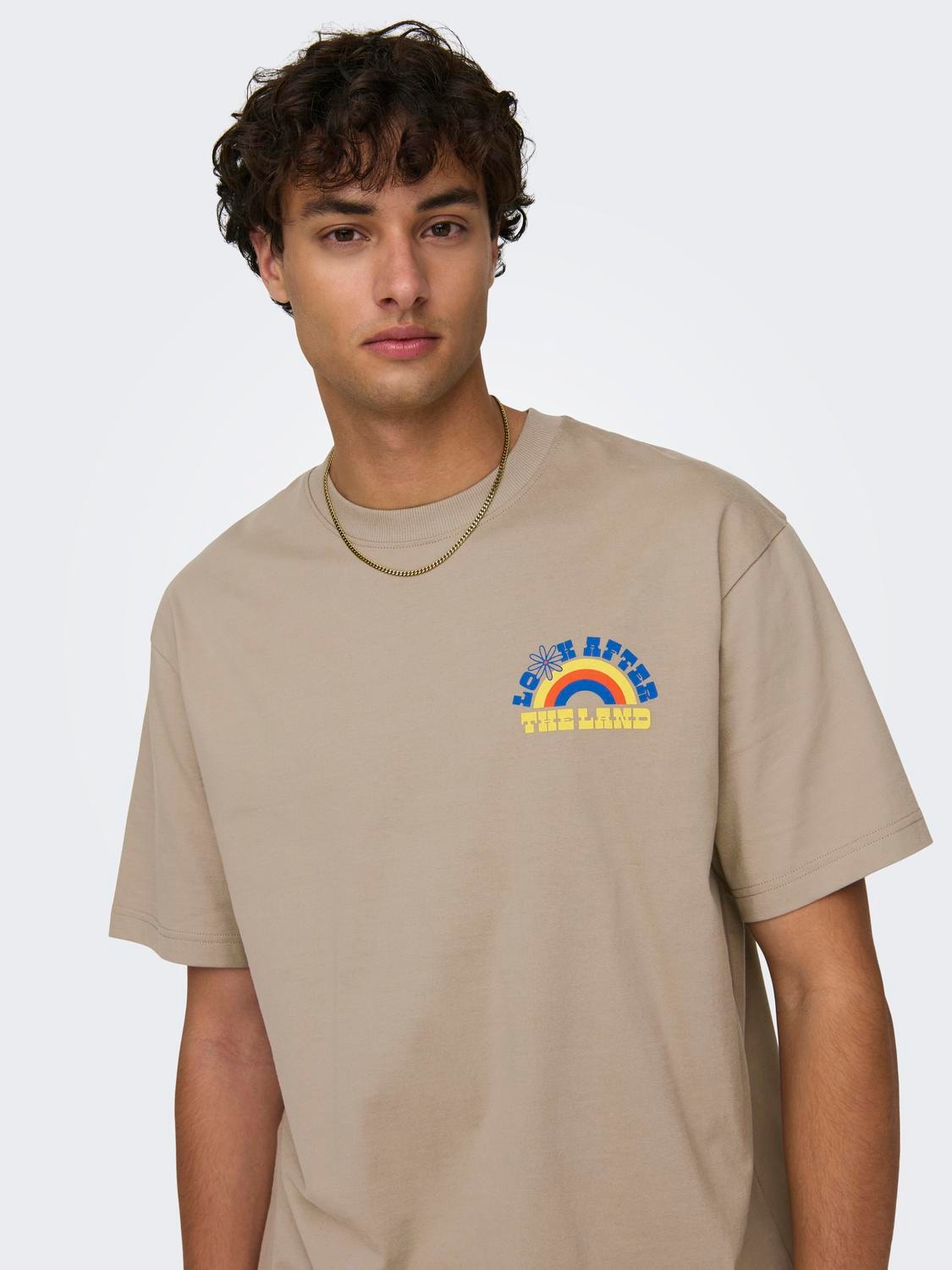 ONLY & SONS Avslappnad O-ringning T-shirt -Chinchilla - 22028163
