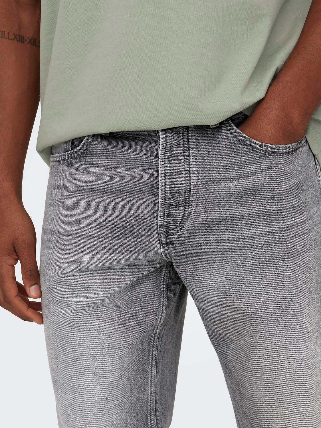 ONLY & SONS Rak passform Medelhög midja Jeans -Medium Grey Denim - 22028202