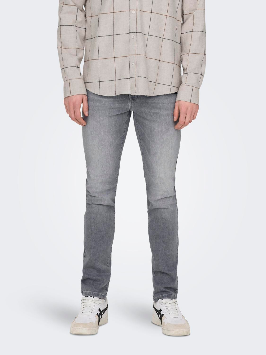 ONLY & SONS Slim Fit Niedrige Taille Jeans -Light Grey Denim - 22028265