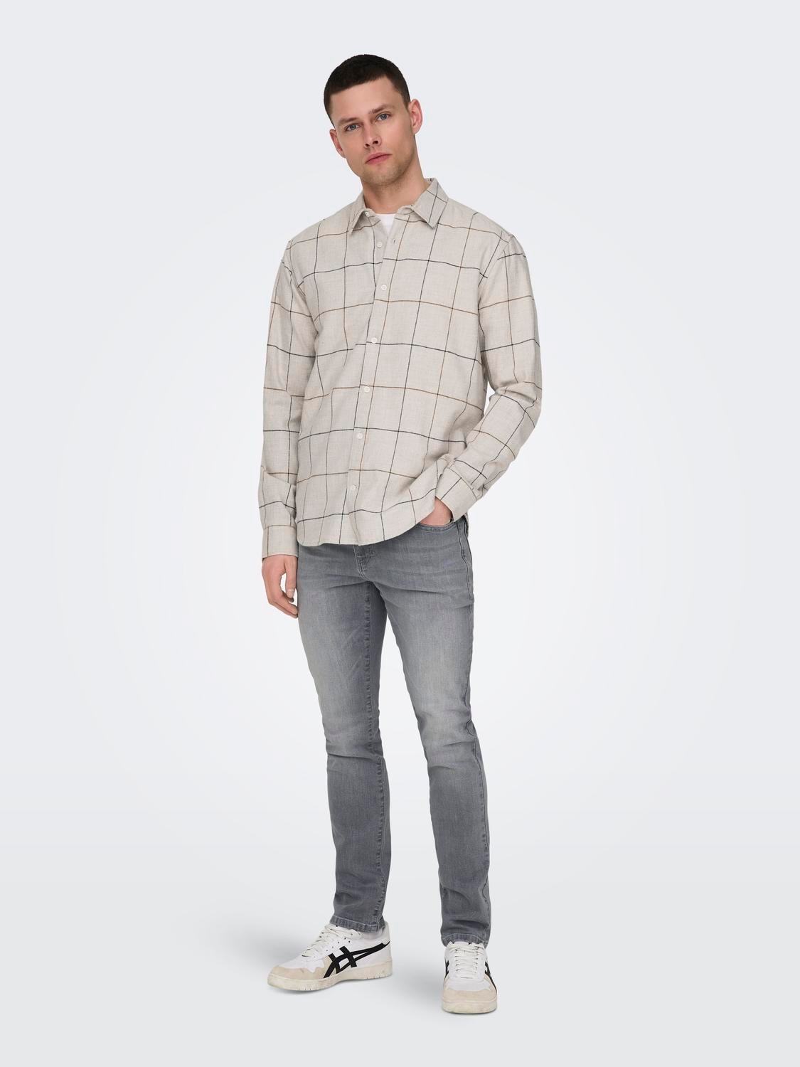 ONLY & SONS Slim Fit Lavt snitt Jeans -Light Grey Denim - 22028265
