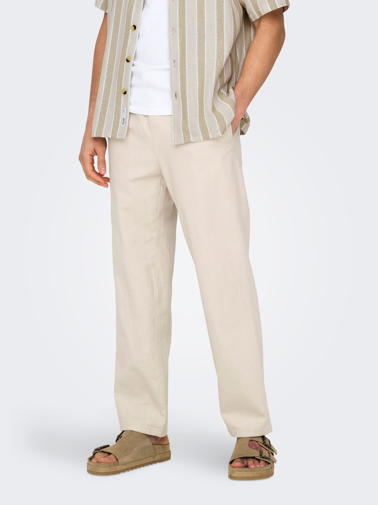 ONLY & SONS Classic loose fit trousers -Silver Lining - 22028267
