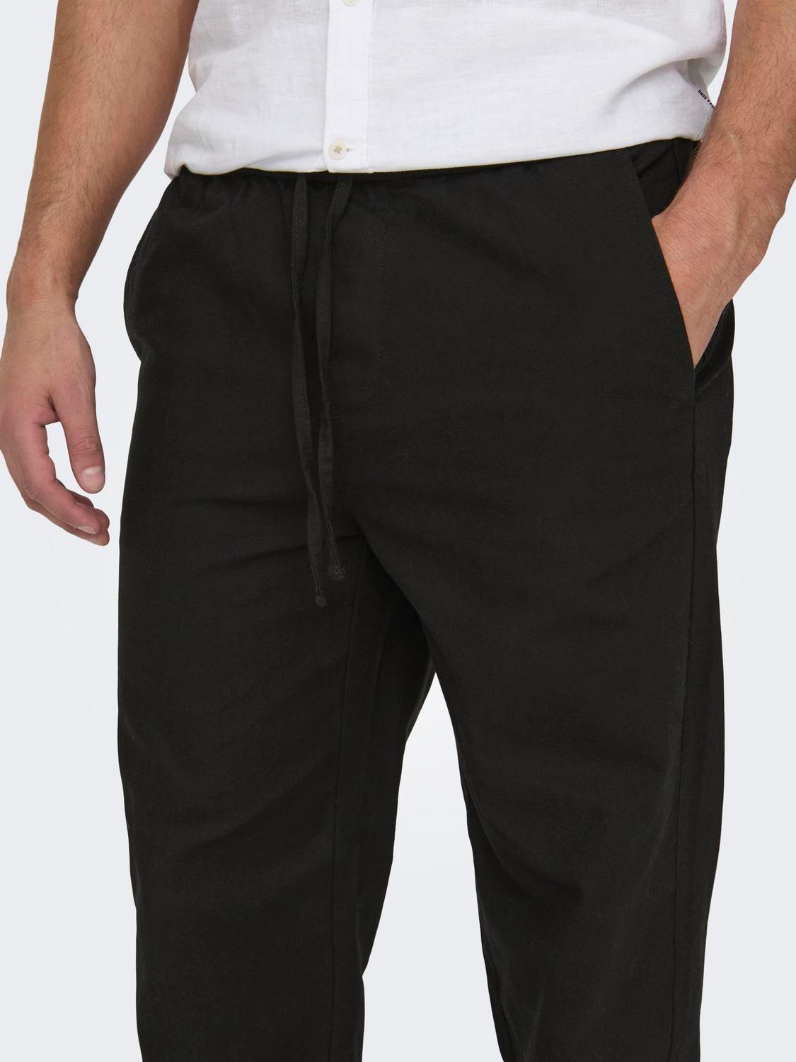ONLY & SONS Loose Fit Mid rise Trousers -Black - 22028267
