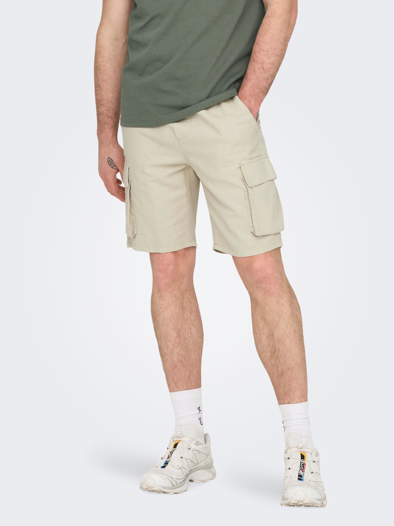 ONLY & SONS Bermuda cargo Loose Fit -Silver Lining - 22028269