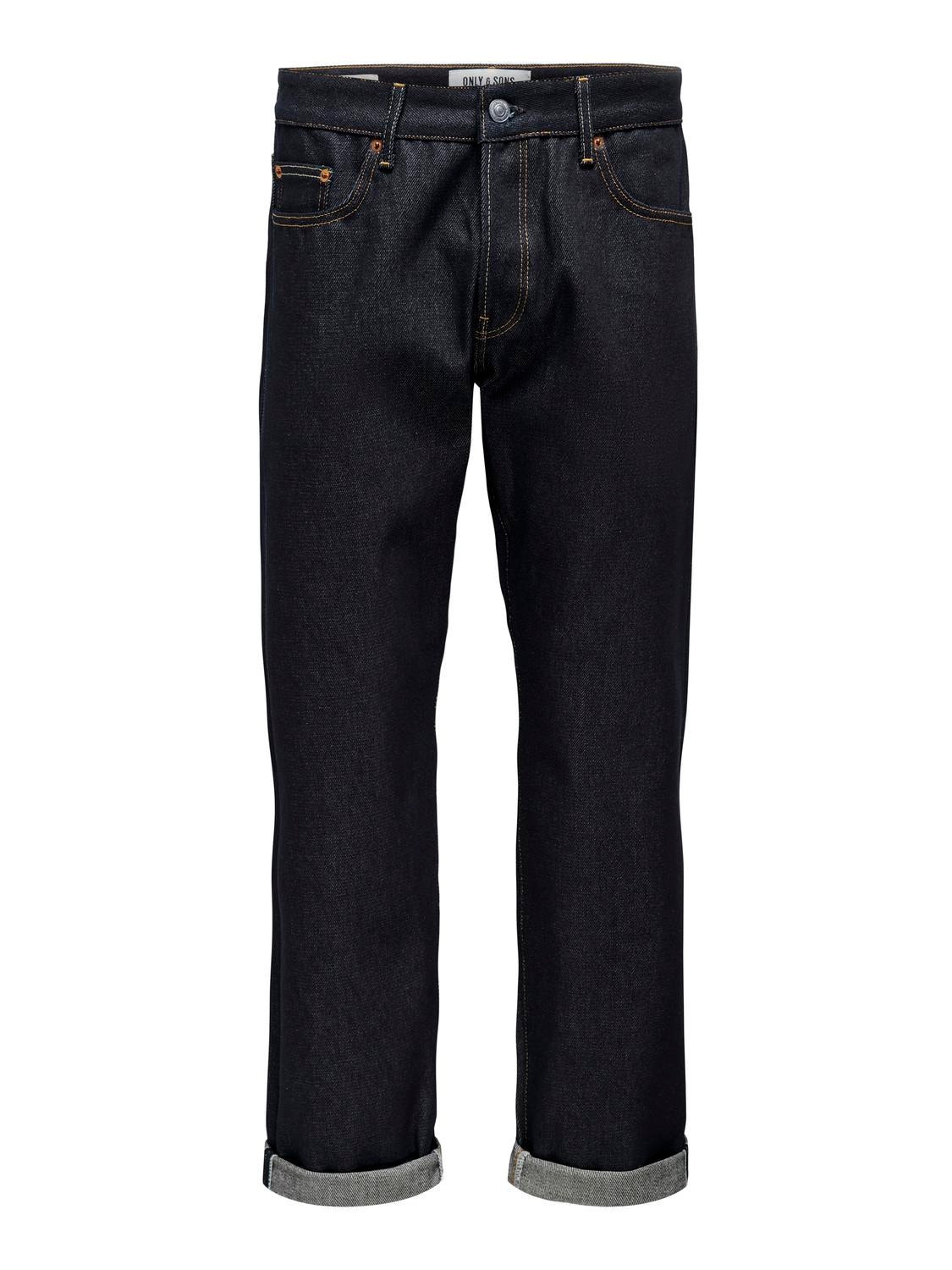ONLY & SONS Straight fit Mid waist Jeans -Dark Blue Denim - 22028307