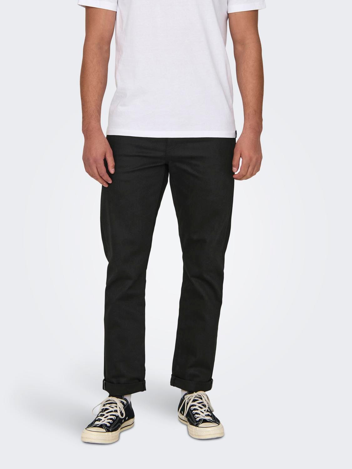 ONLY & SONS Normal geschnitten Mittlere Taille Jeans -Black Denim - 22028311