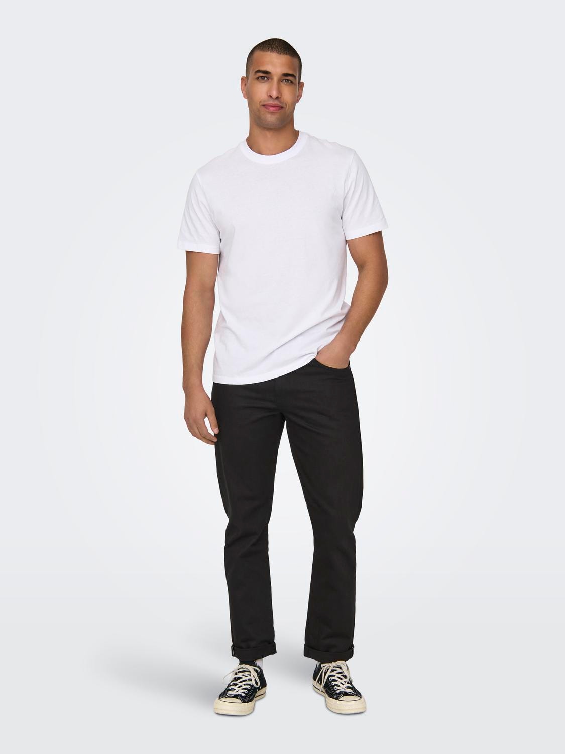 ONLY & SONS Regular Fit Middels høy midje Jeans -Black Denim - 22028311