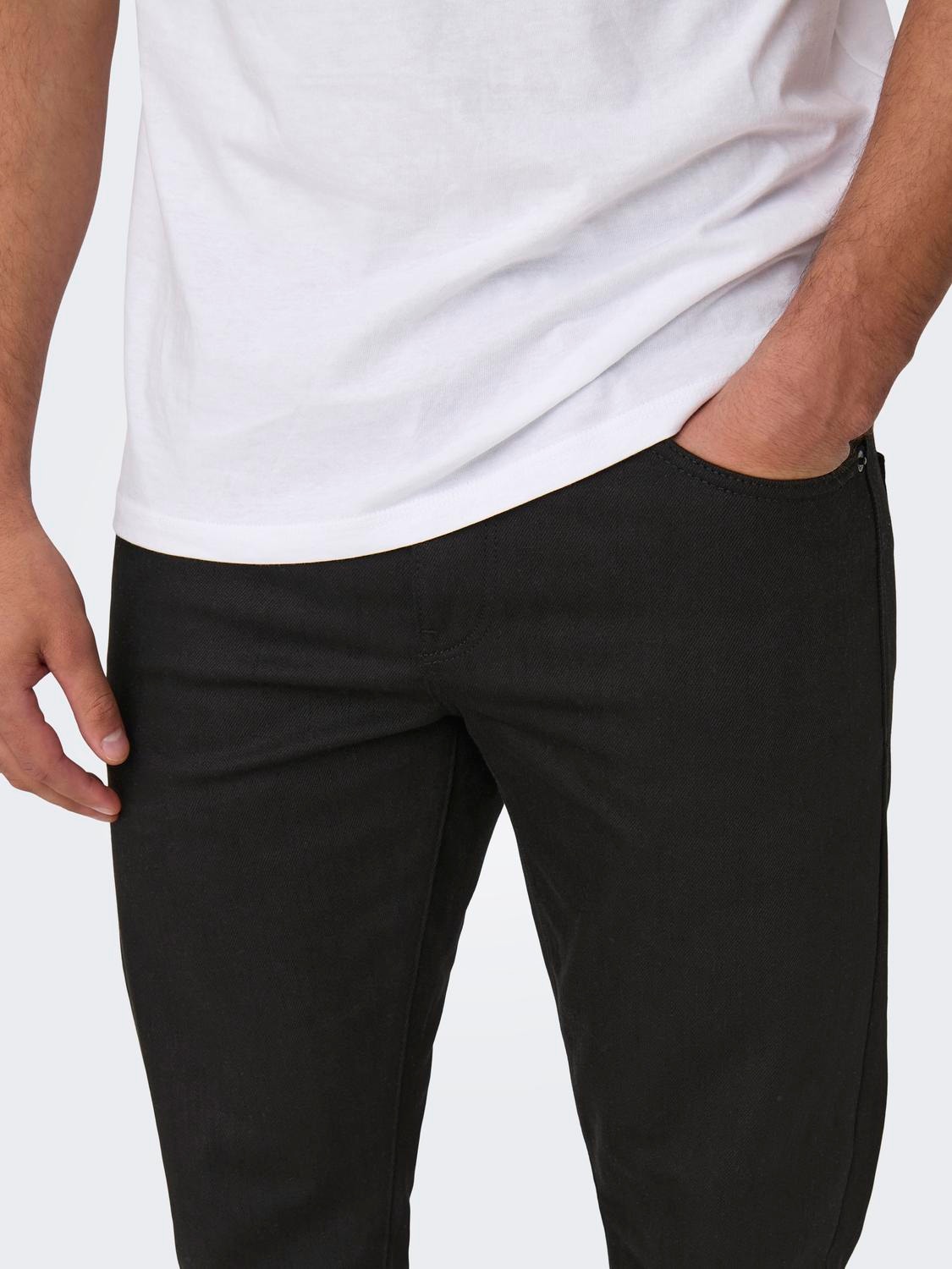 ONLY & SONS Regular Fit Middels høy midje Jeans -Black Denim - 22028311