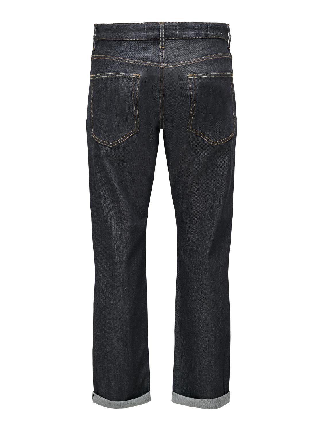ONLY & SONS Straight Fit Middels høy midje Jeans -Dark Blue Denim - 22028314