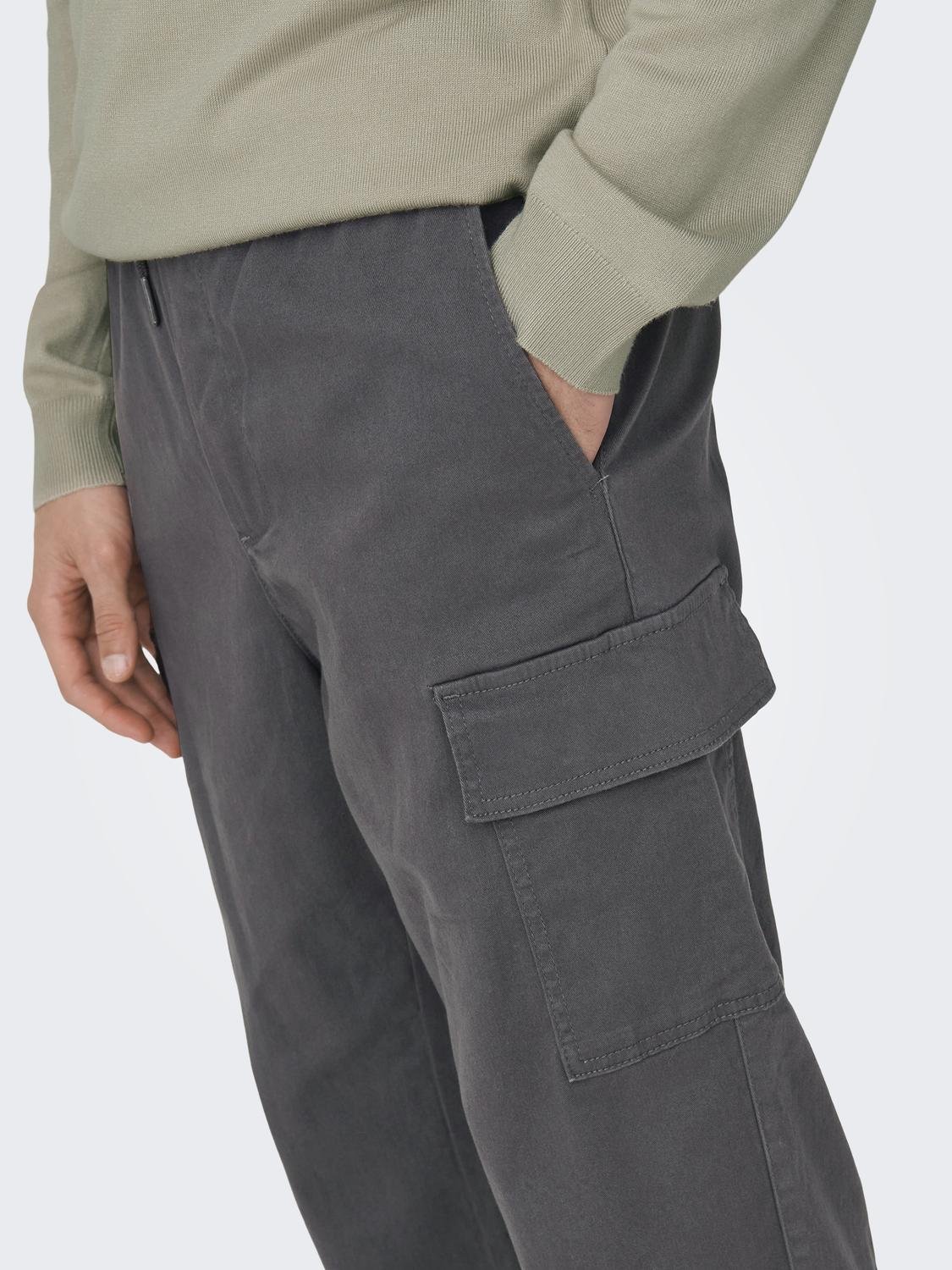 ONLY & SONS Luzno dopasowane Spodnie -Grey Pinstripe - 22028328