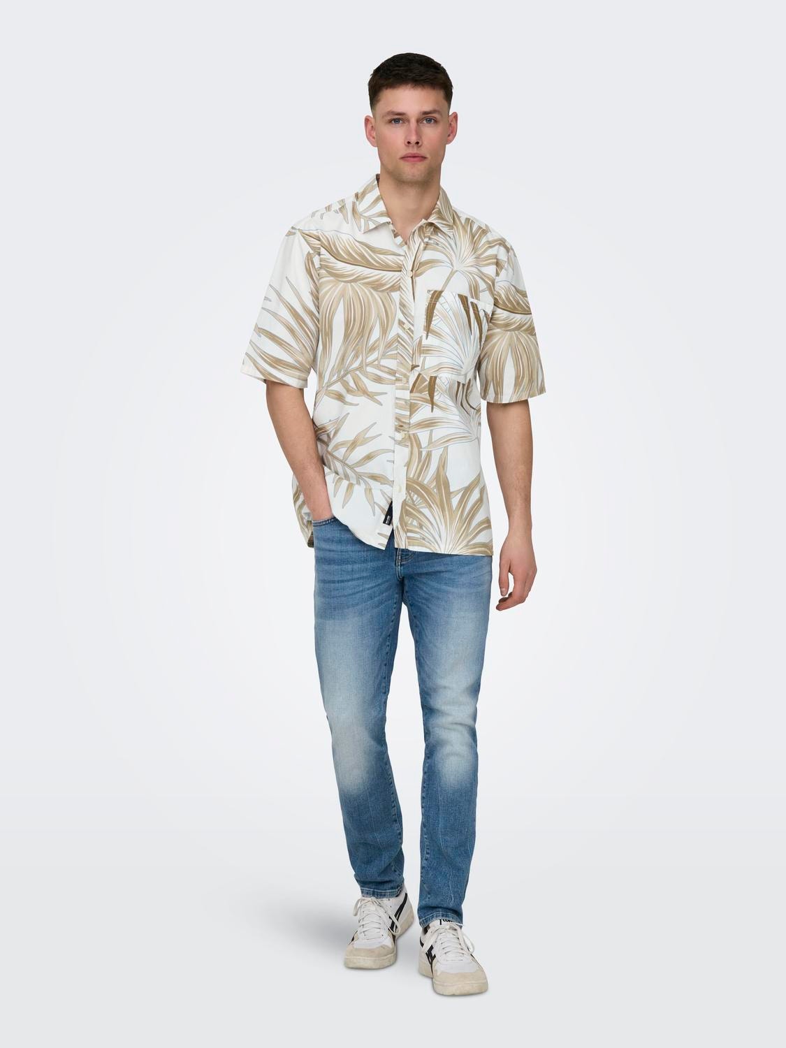 ONLY & SONS Relaxed fit Overhemd kraag Overhemd -Antique White - 22028342
