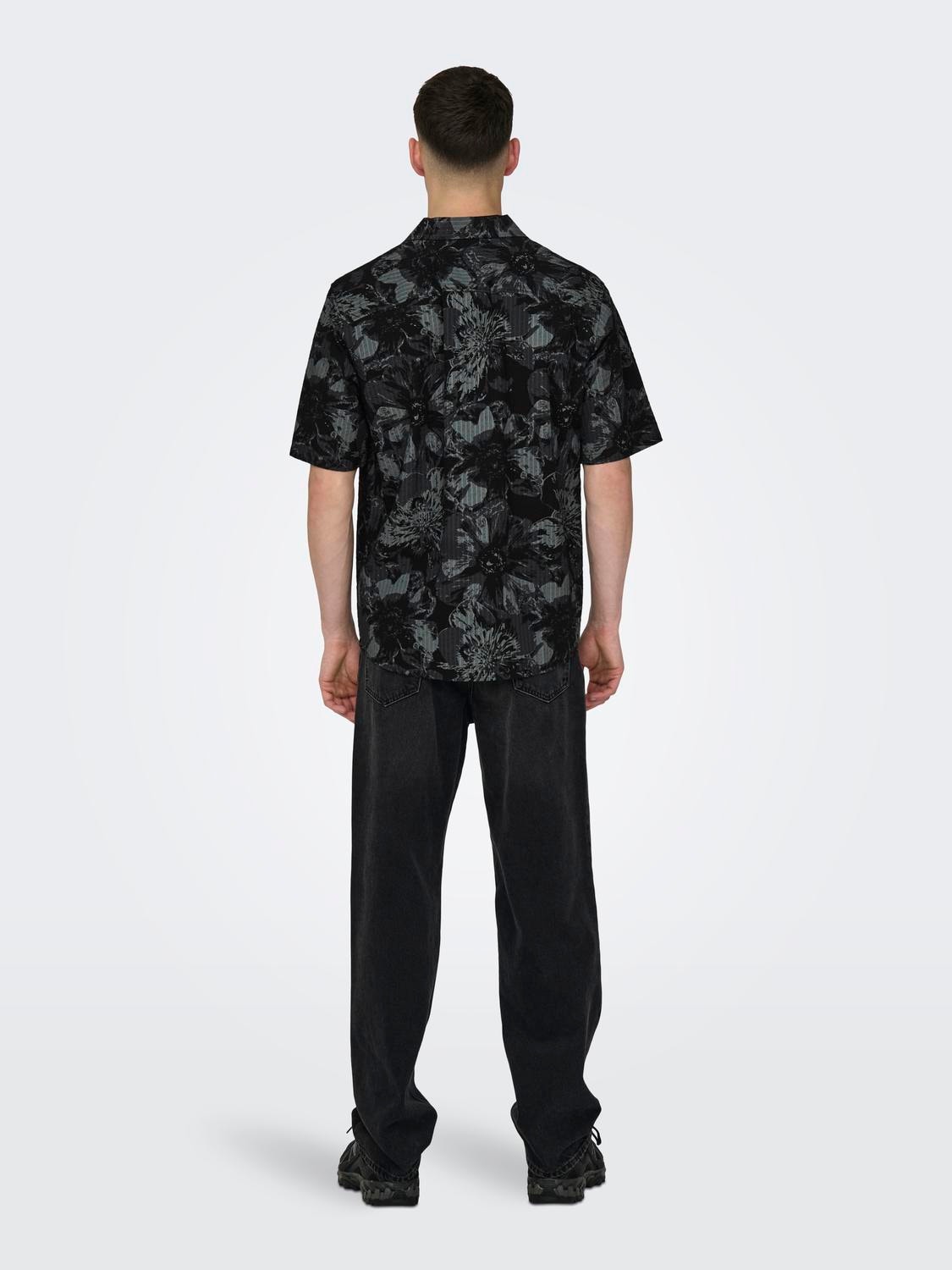 ONLY & SONS Short sleeved shirt with pattern -Black - 22028356