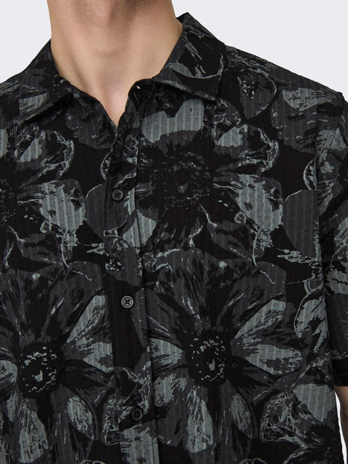ONLY & SONS Kortærmet skjorte med mønster -Black - 22028356