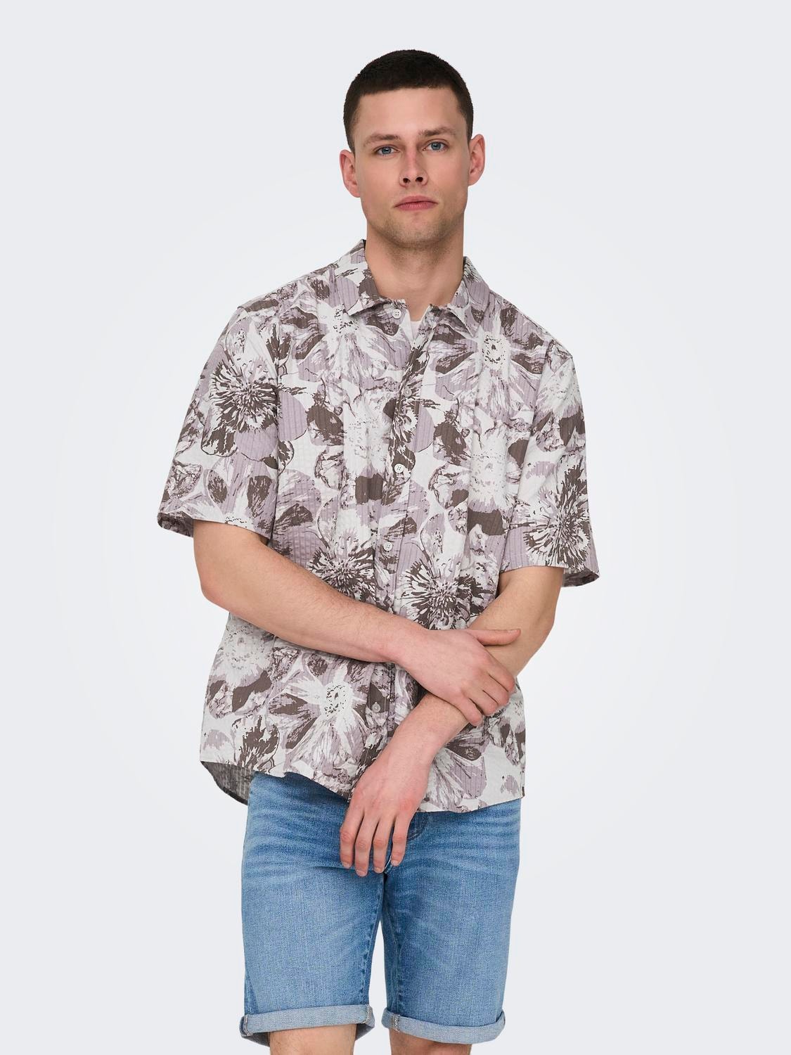ONLY & SONS Kortærmet skjorte med mønster -Raindrops - 22028356