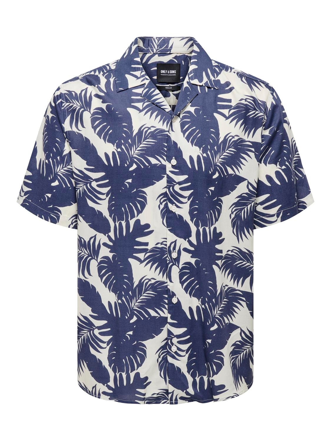 ONLY & SONS Short sleeved shirt with pattern -Dress Blues - 22028400