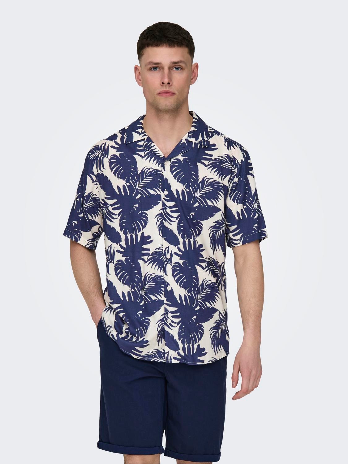 ONLY & SONS Regular Fit Resort-krage Skjorte -Dress Blues - 22028400