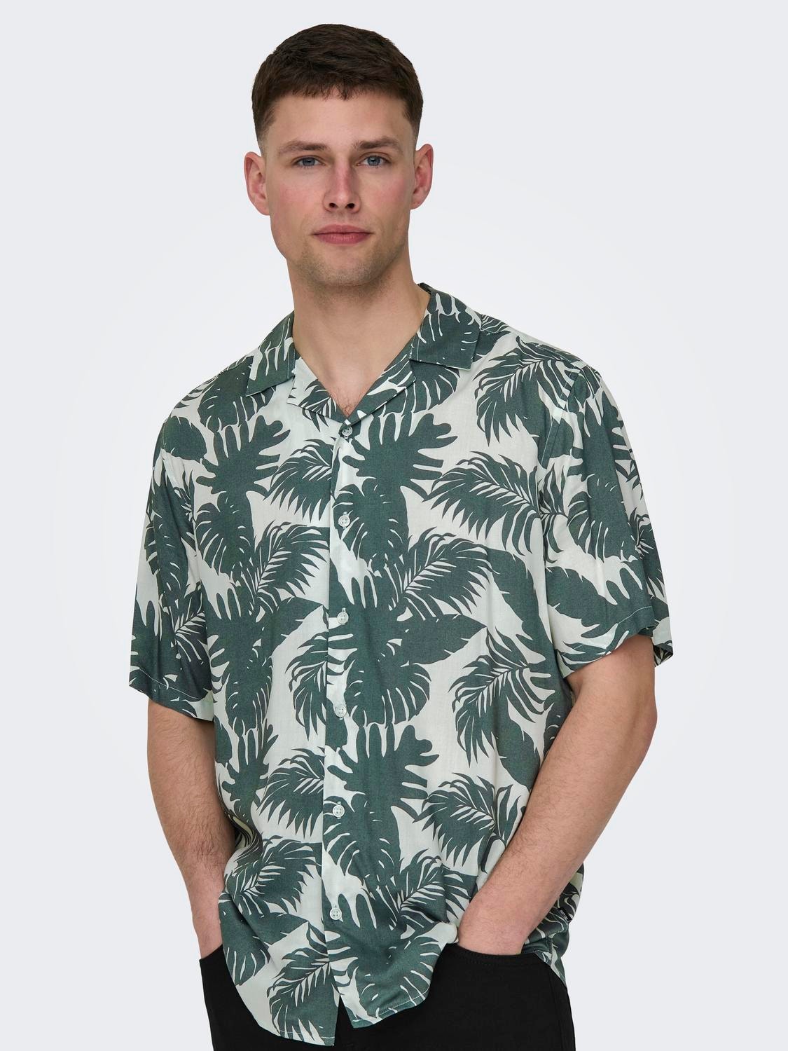 ONLY & SONS Regular Fit Resort collar Shirt -Surf Spray - 22028400